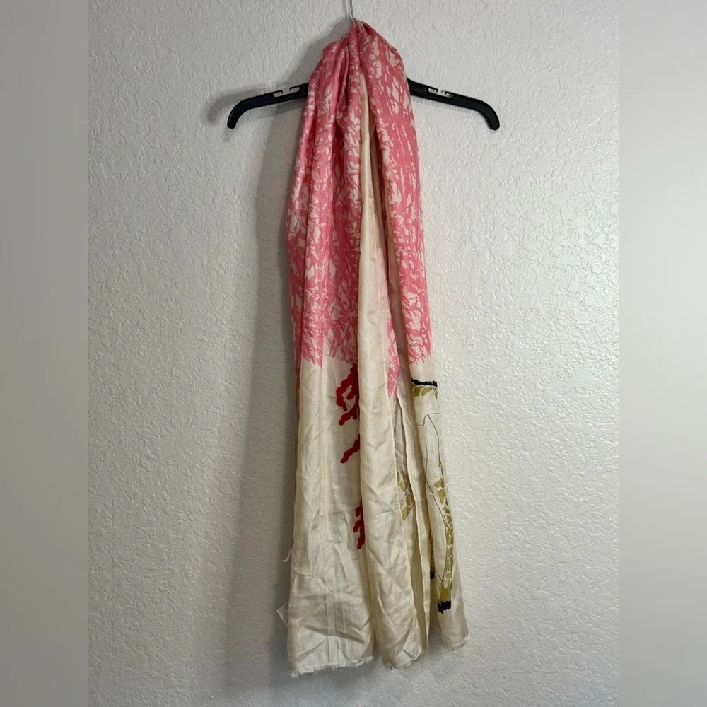 White and Wood Ventilo Women Scarf Multicolor Giraffes Print 100% Silk